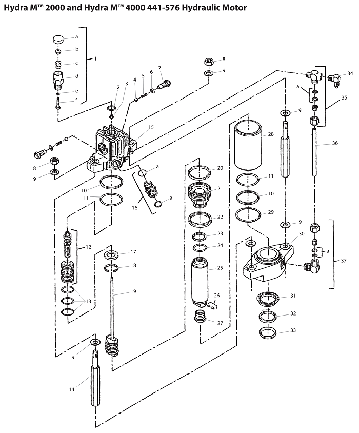 Hydra M2000 and Hydra M4000 441-576 Hydraulic Motor Parts